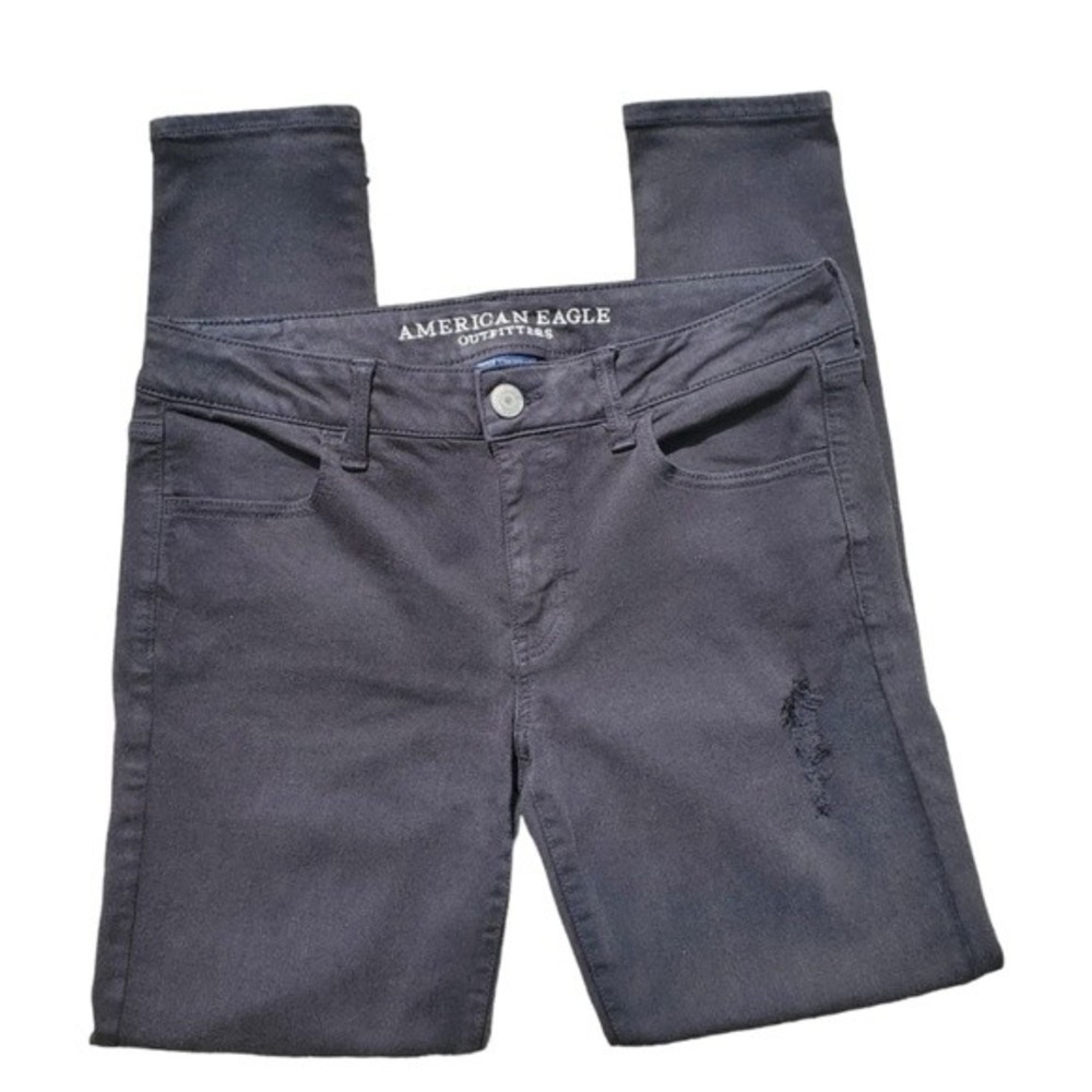 American Eagle Black Distressed Skinny Jeans